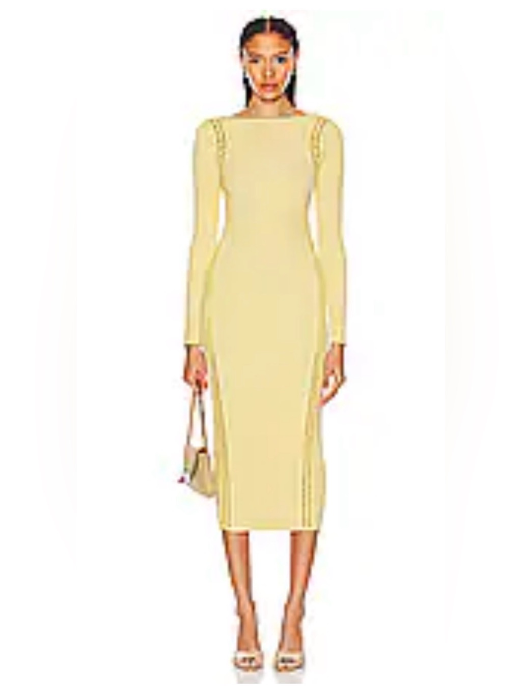 A.L.C. Yellow Long-Sleeve Bodycon Midi Dress-Small